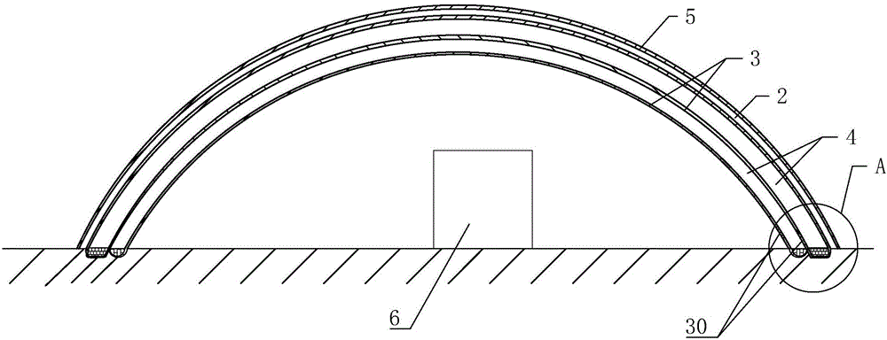 Winter-heating vacuum greenhouse without supports, stand columns and quilts