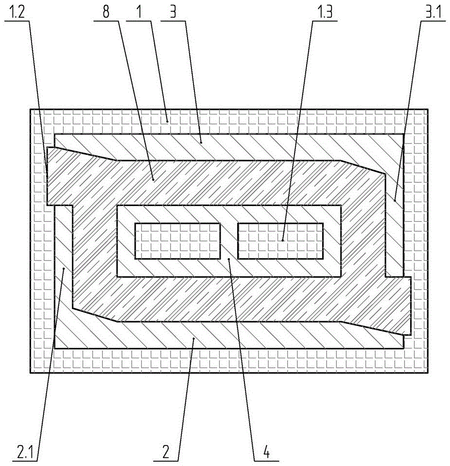 A mold for making concrete composite thermal insulation blocks of fully blocked bridges