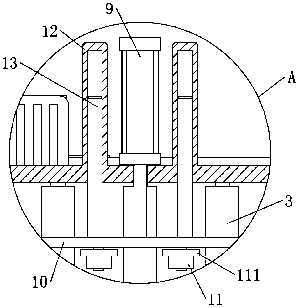 Iron sheet hardware part pressing-bending device