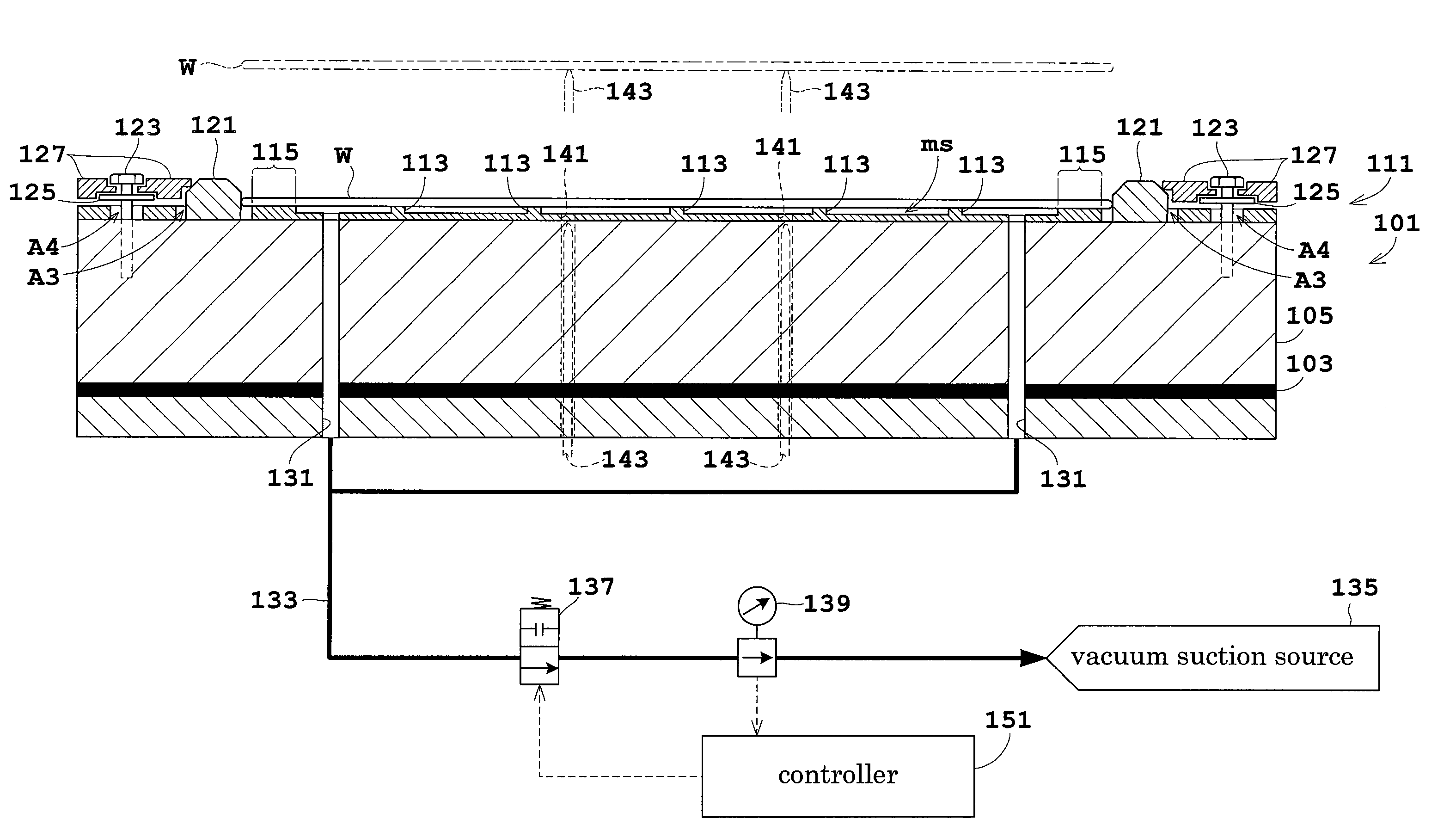 Substrate support structure, heat treatment apparatus using same, first sheet-like object for use in the substrate support structure, method of manufacturing the substrate support structure, heat treatment apparatus, and substrate sucking method