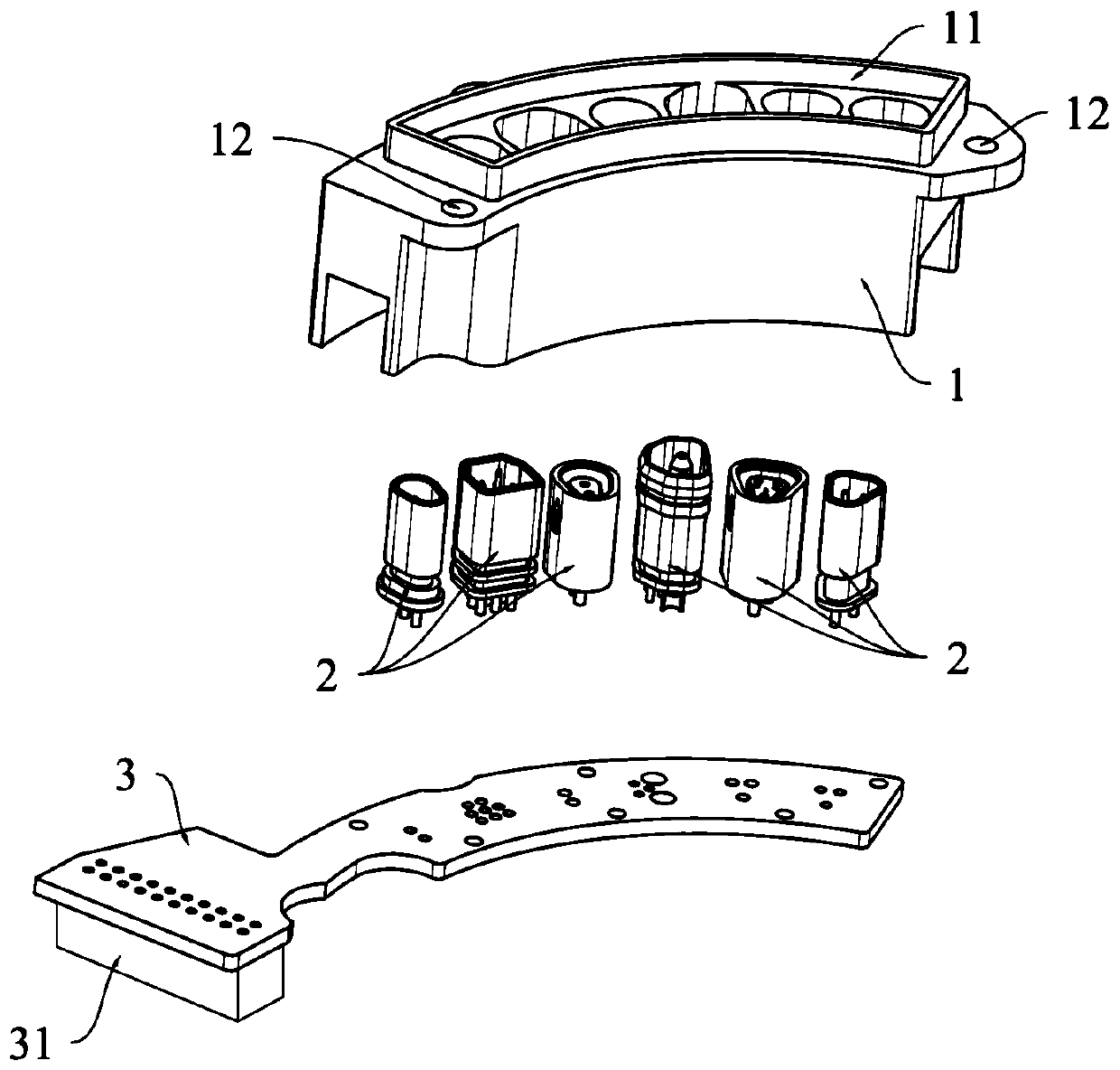 Integrated plug-in for motor, manufacturing method and motor