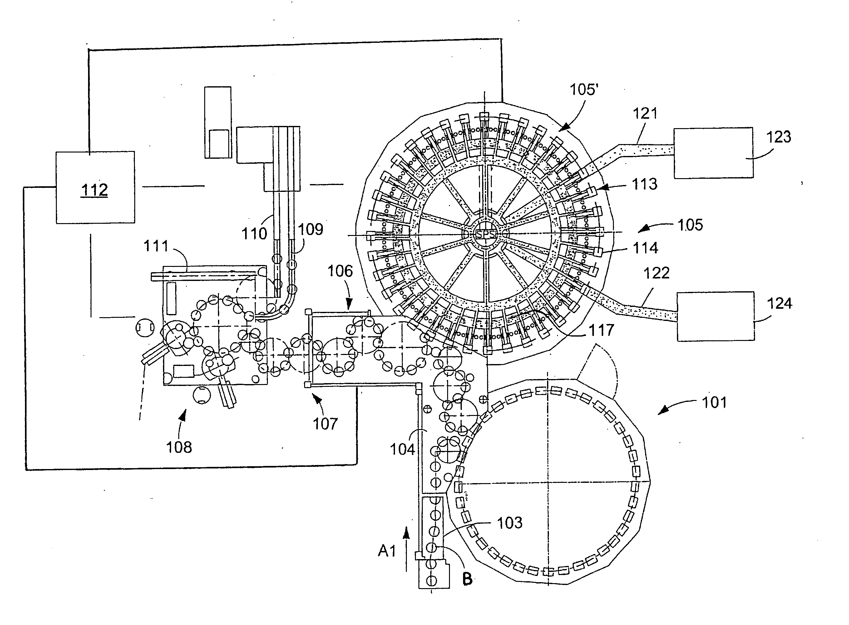 Container filling plant, such as a beverage bottling plant, for filling containers with a liquid beverage and for closing filled containers