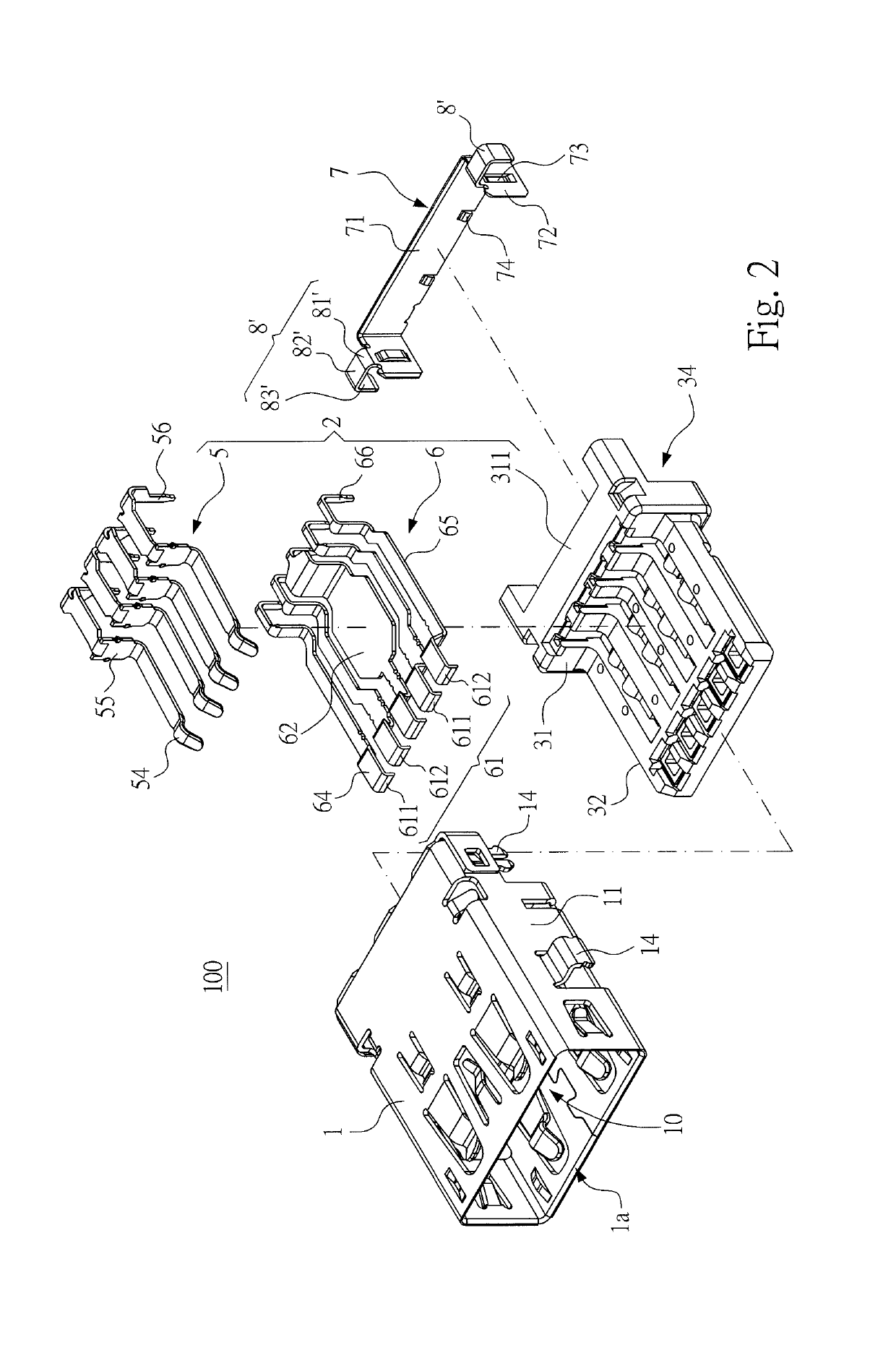 Electrical receptacle connector including a baffle plate