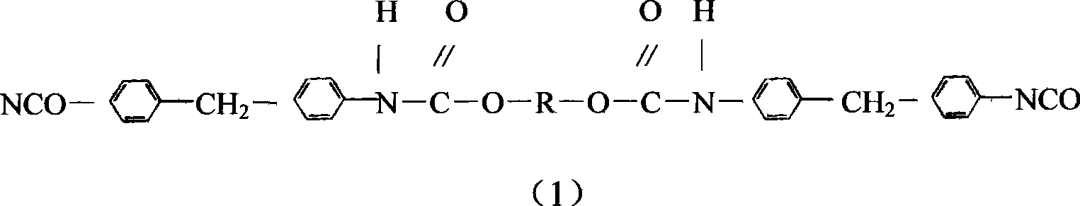 Curing agent 4,2'- and 4,4'-methyl diphenylene diisocyanate prepolymer and preparation thereof