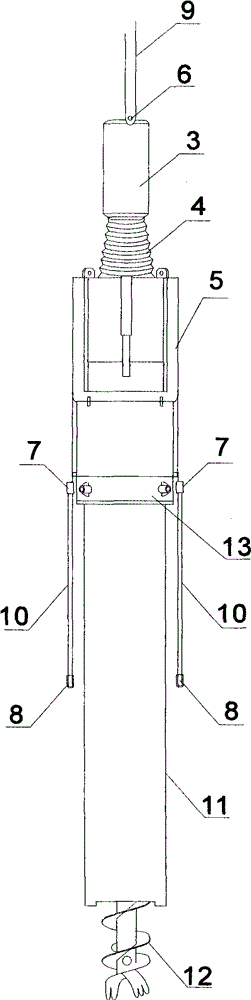 Pile sinking device and pile sinking method for prestressed centrifugal pipe piles with mid-digging reverse pull method