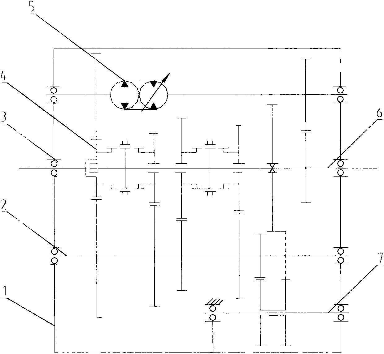 Hybrid transmission gearbox