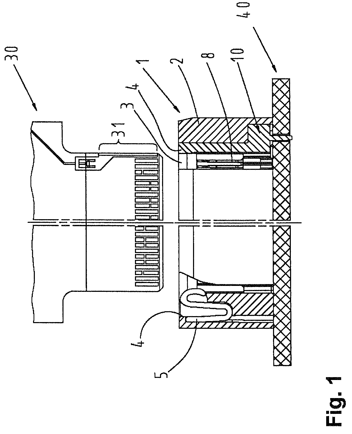 Printed board connector with ground connection