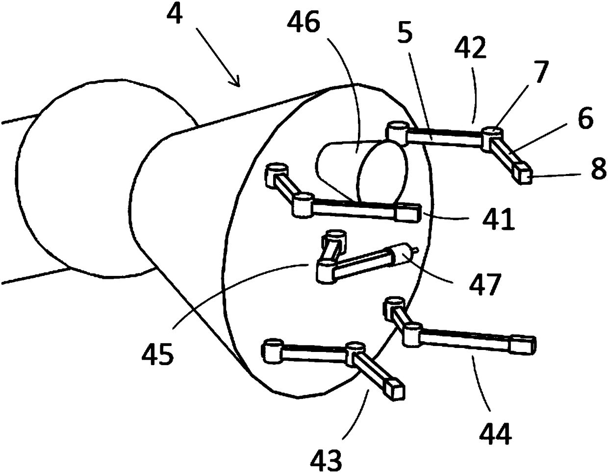 Mechanical arm for installing internal spring of machine and working method thereof