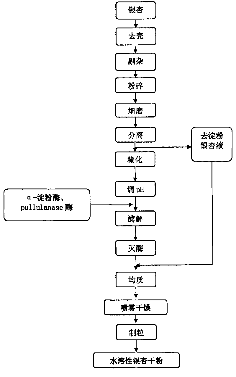 A method for preparing water-solubility ginkgo powder