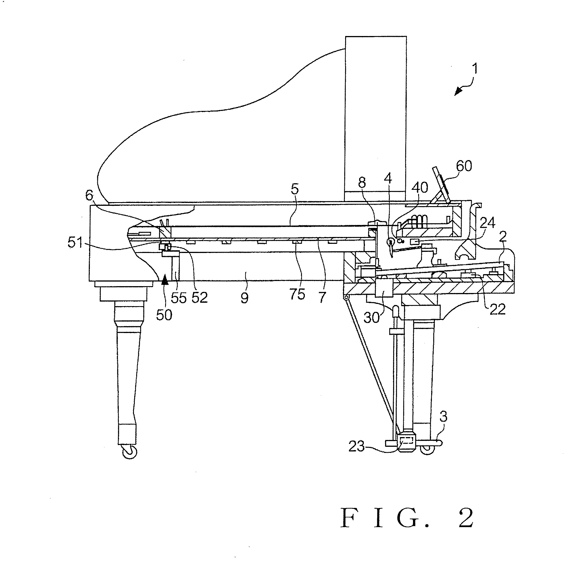 Actuator for vibrating a sound board in a musical instrument and method for attaching same