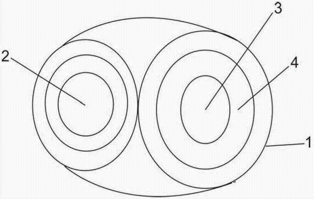 High-capacity copper-clad aluminum composite optical fiber used for tri-network integration and production method thereof