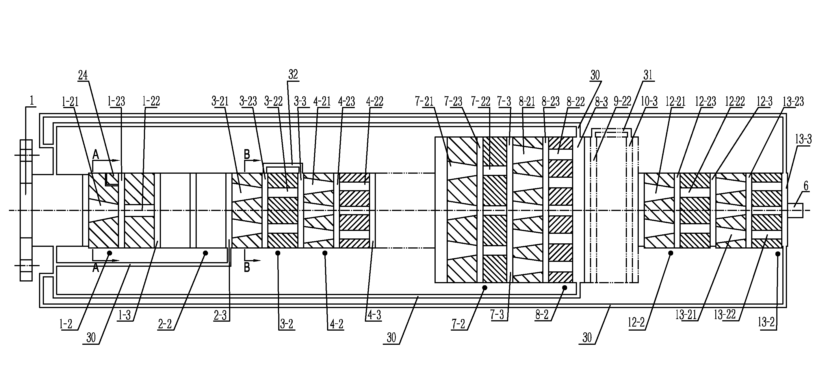 Device with no emission for treatment of exhaust gas