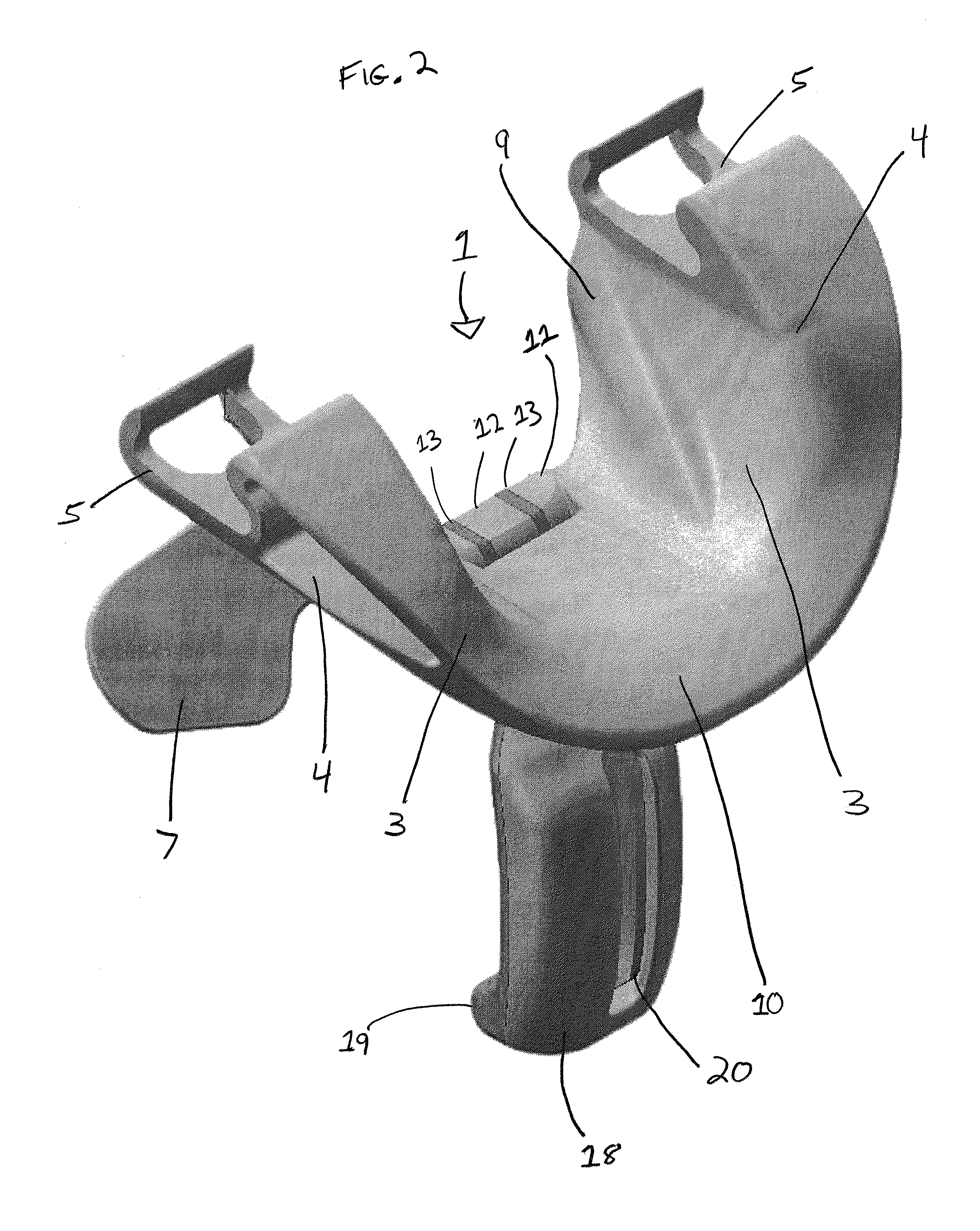 Handleless slingshot with folding storage compartment