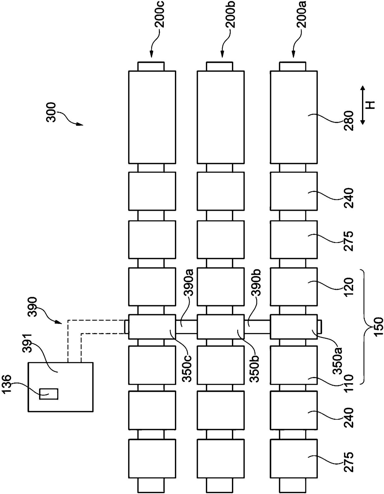 Spatial storage of components between processing positions