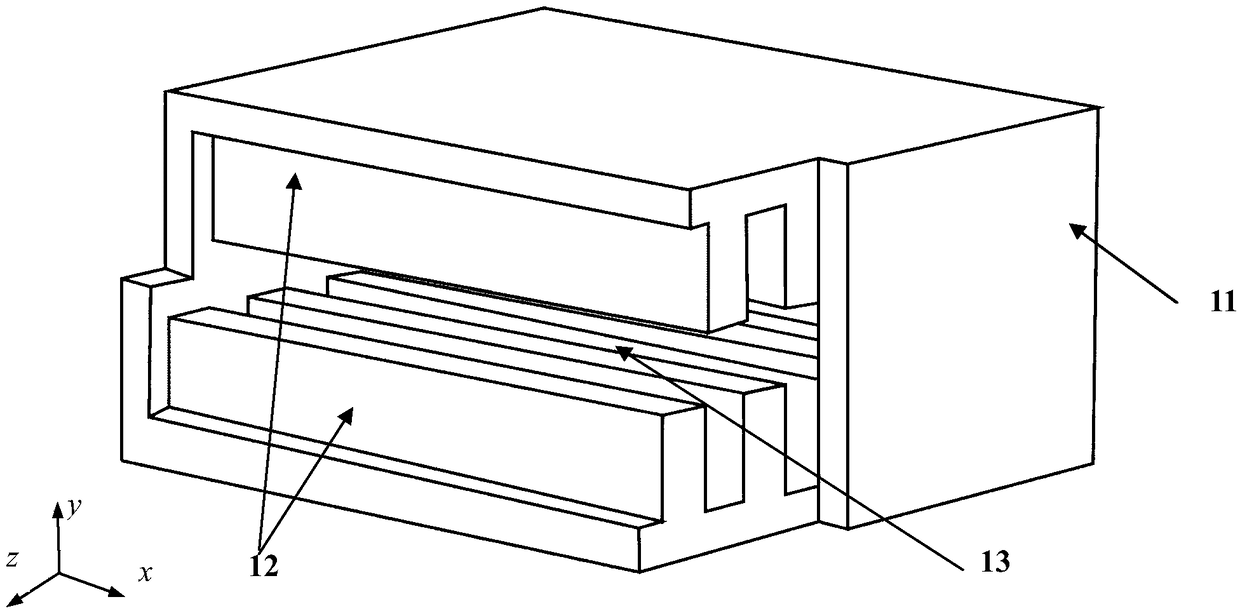 A staggered grid slow wave structure loaded by rectangular metal columns