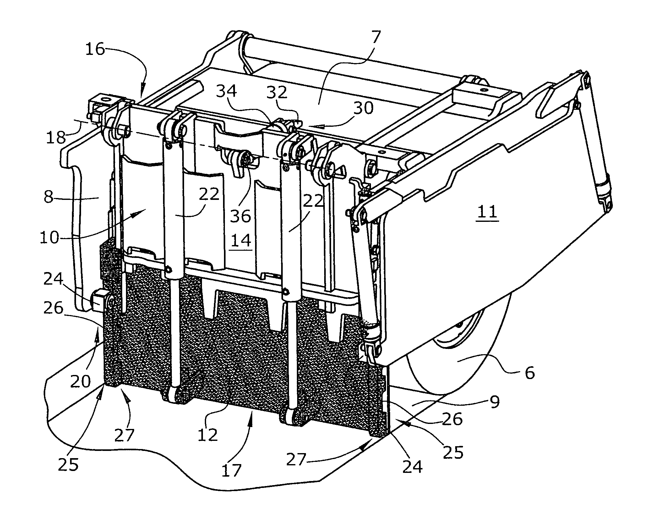 Scraper device, as well as construction machine