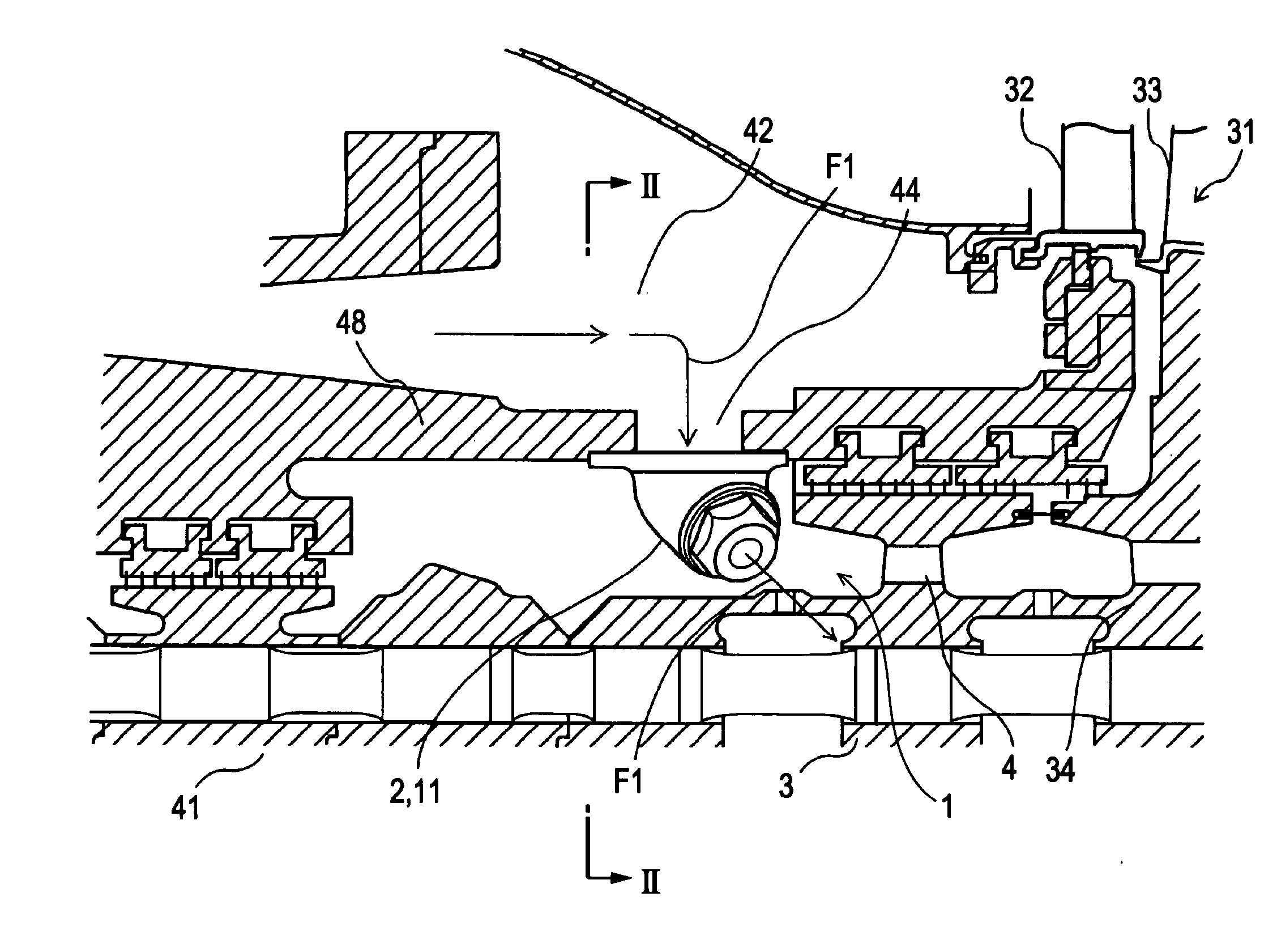 Gas turbine having cooling-air transfer system