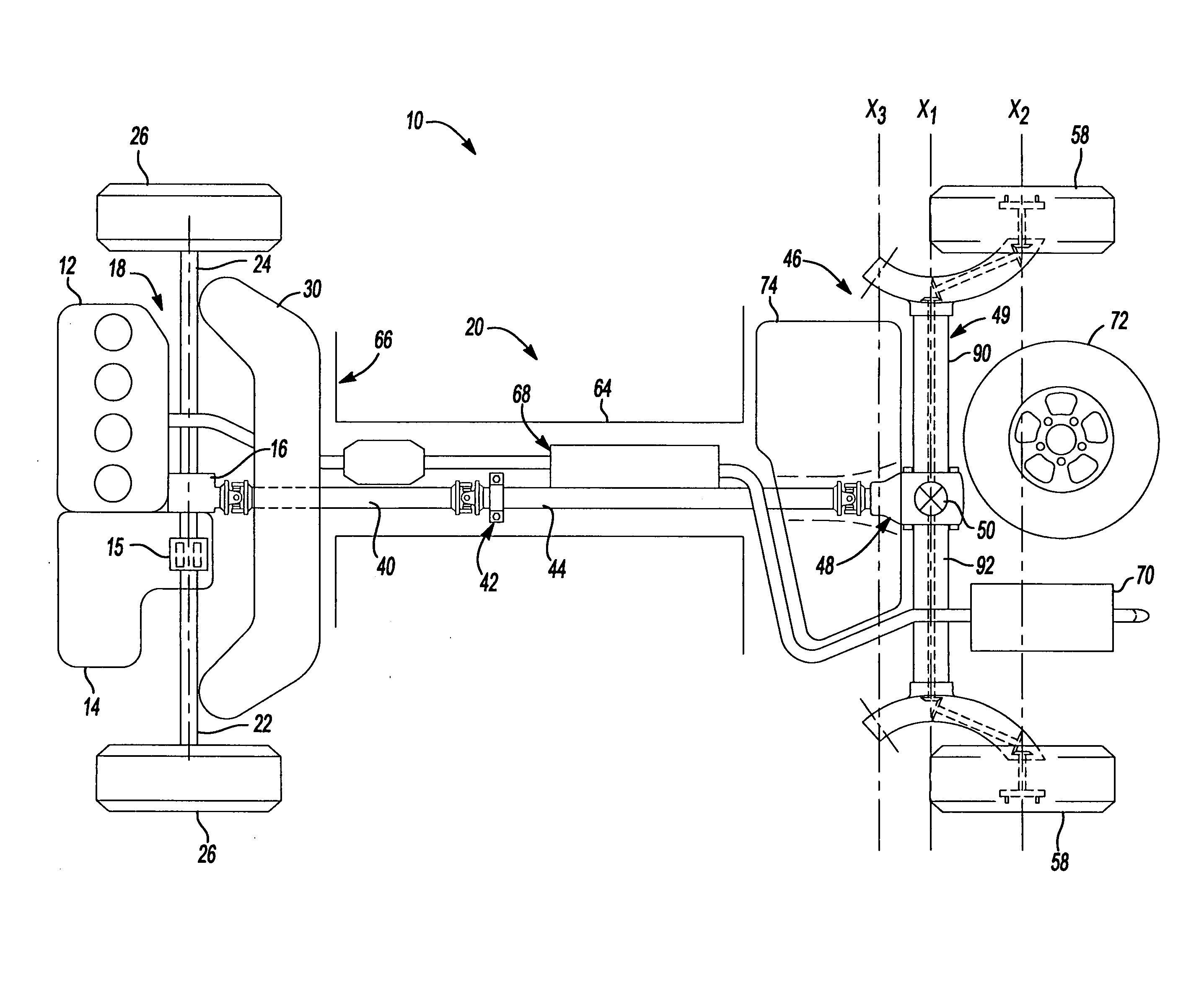 Live twist beam axle assembly