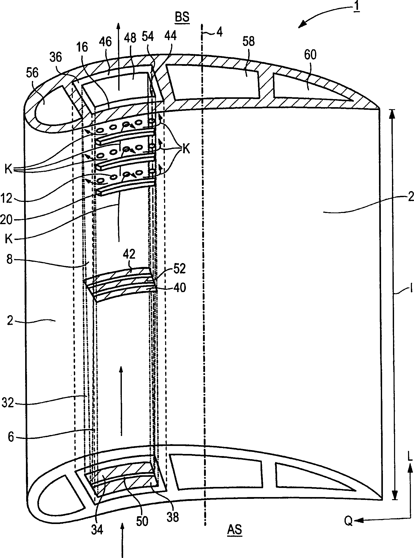 Gas turbine blade/guiding blade