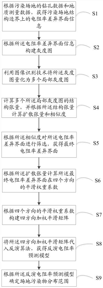 Site pollutant description method and system based on directional smooth constraint inversion