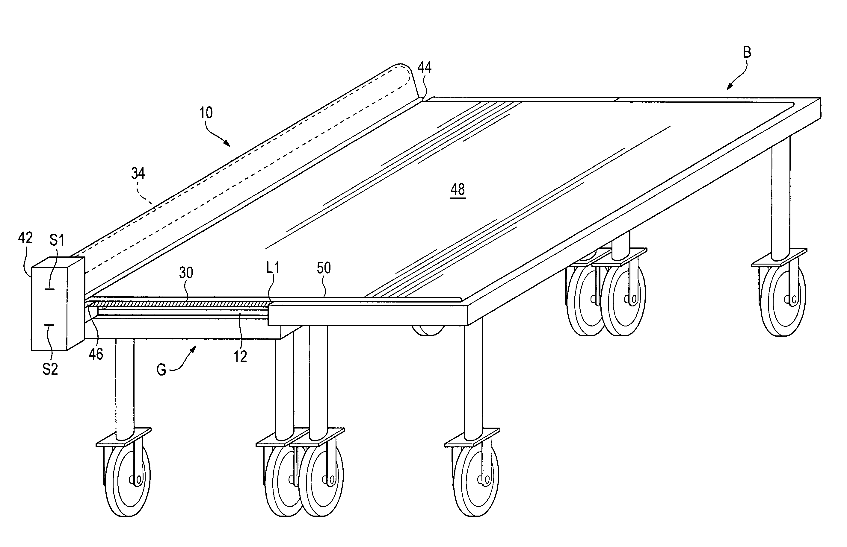 Patient transfer mechanism and gurney equipped therewith