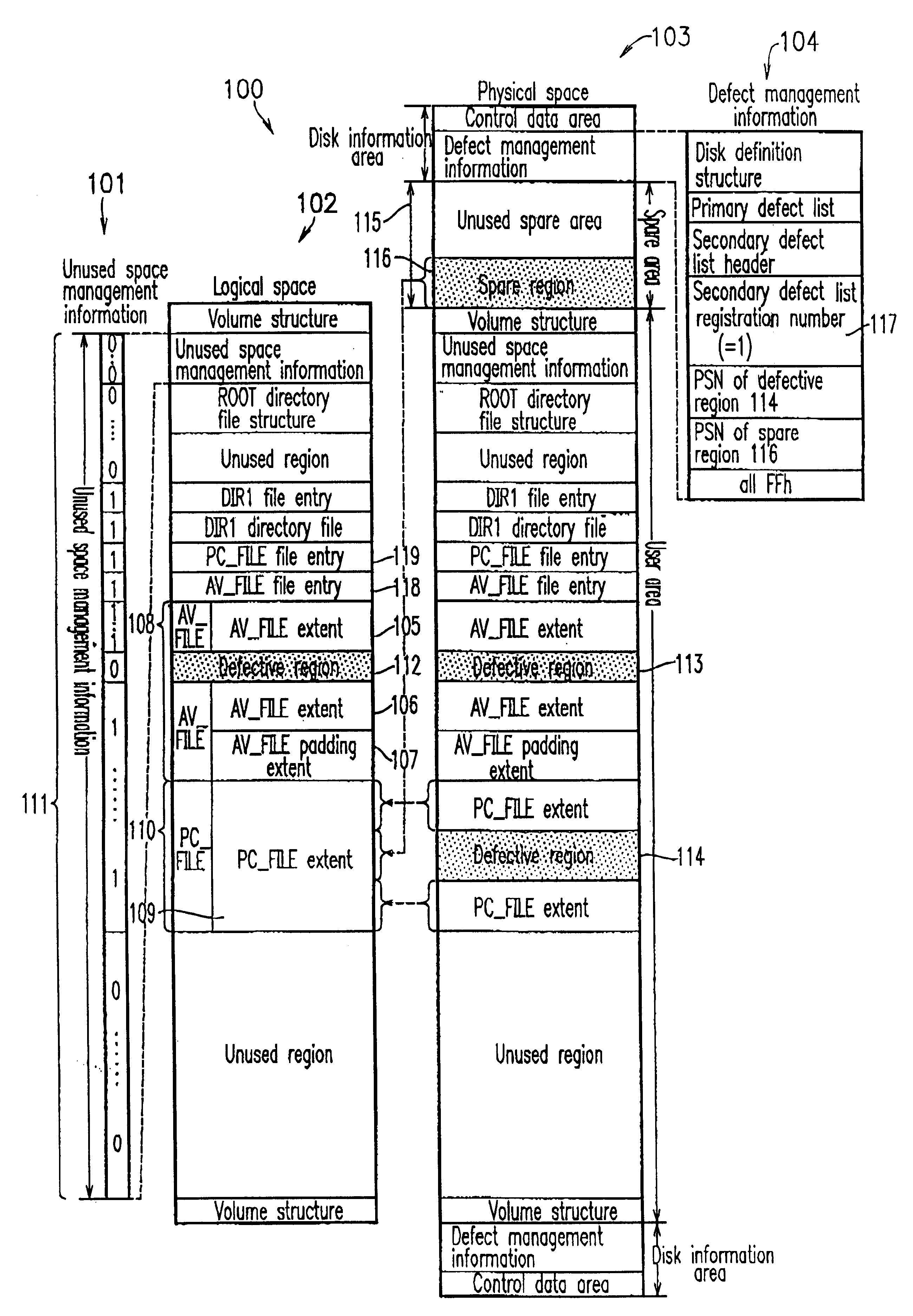 Real-time recording/reproduction on an information recording medium including a defective region