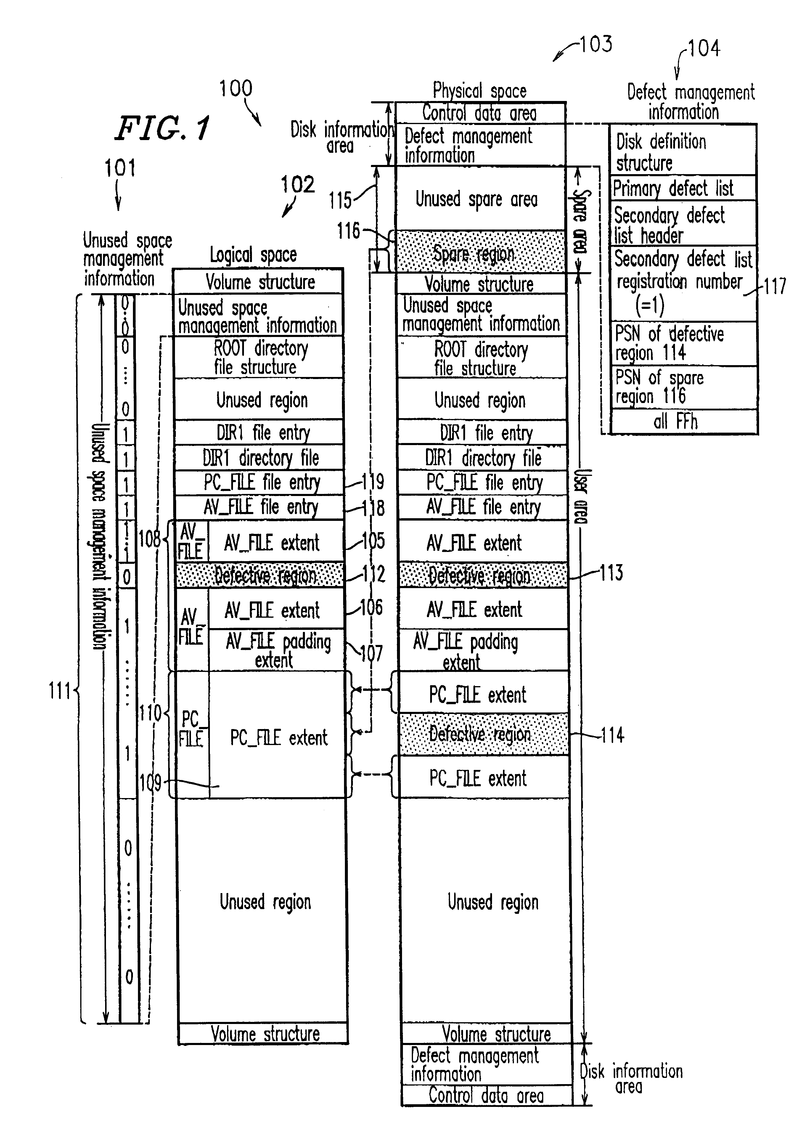 Real-time recording/reproduction on an information recording medium including a defective region