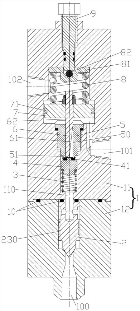 Composite pressure reduction type hydrogen energy pressure reducing valve