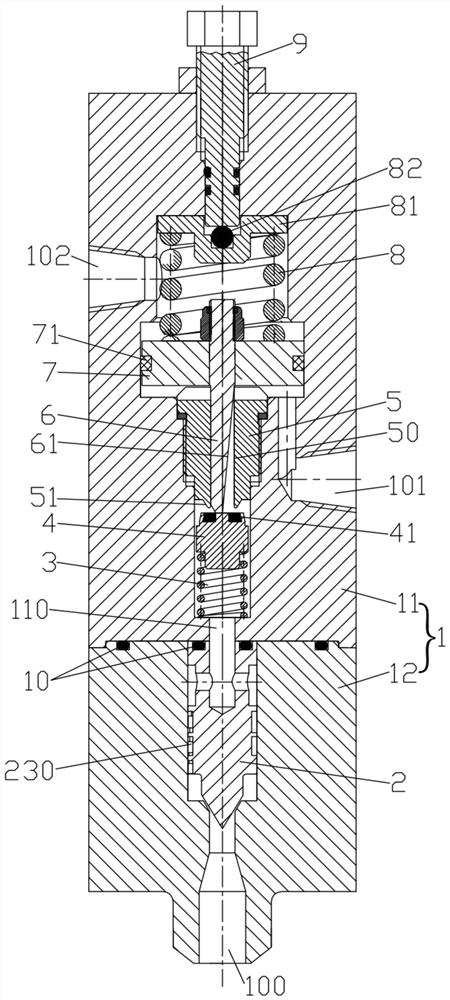 Composite pressure reduction type hydrogen energy pressure reducing valve