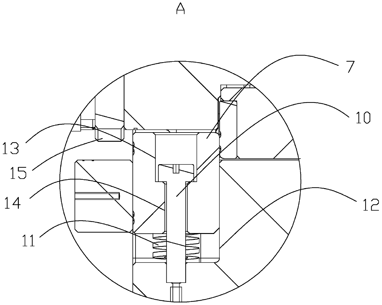 Oil cylinder anti-returning mechanism of door handle injection mold