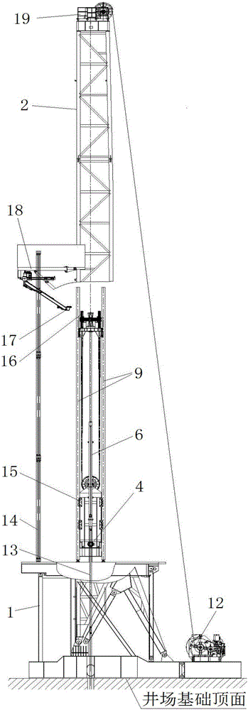 Continuously moving oil rig as well as pull-out and run-in methods thereof