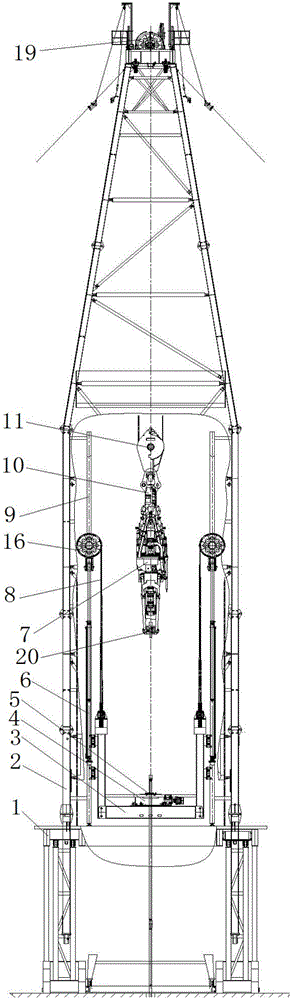 Continuously moving oil rig as well as pull-out and run-in methods thereof