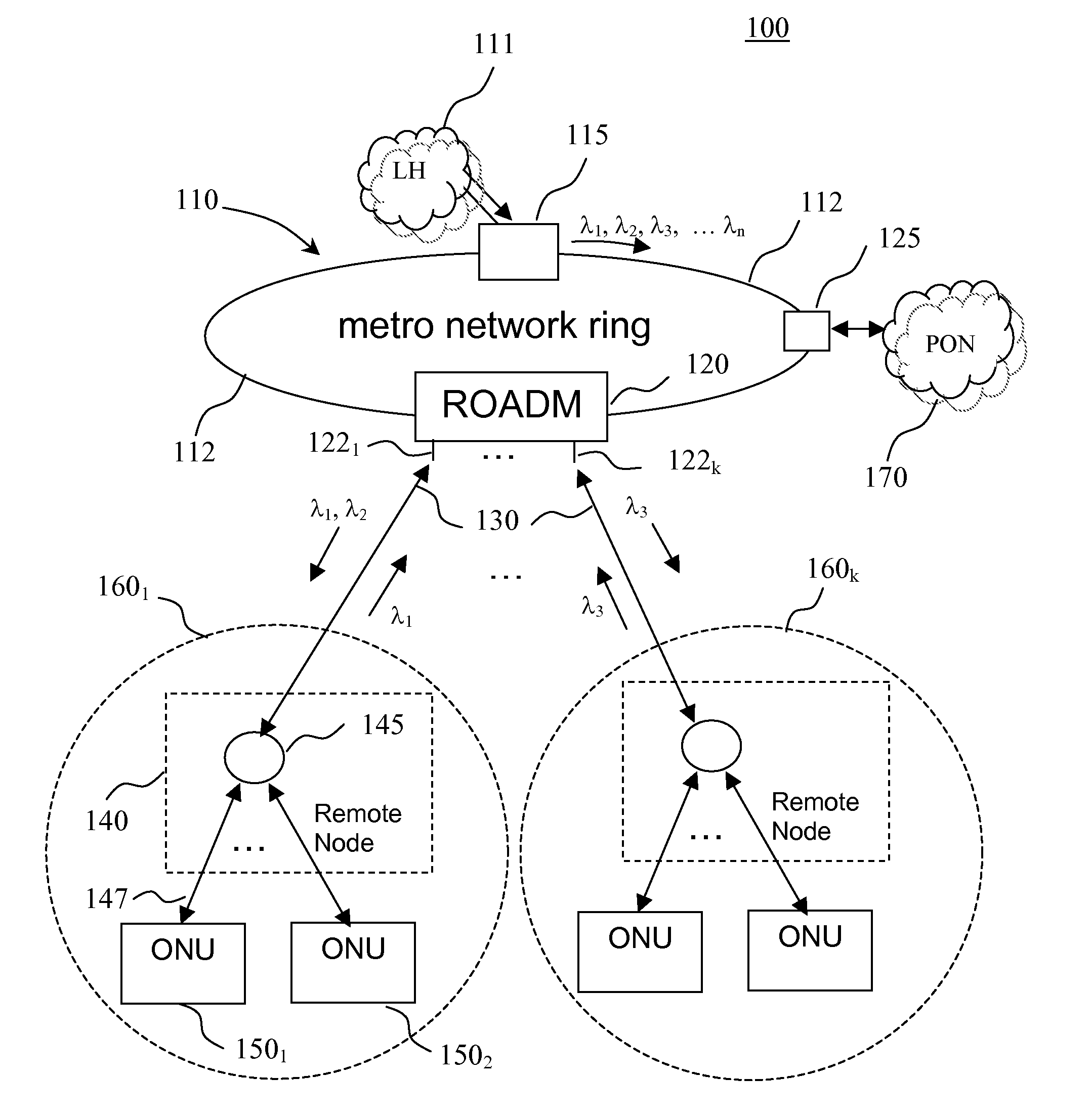 Wavelength reconfigurable optical network