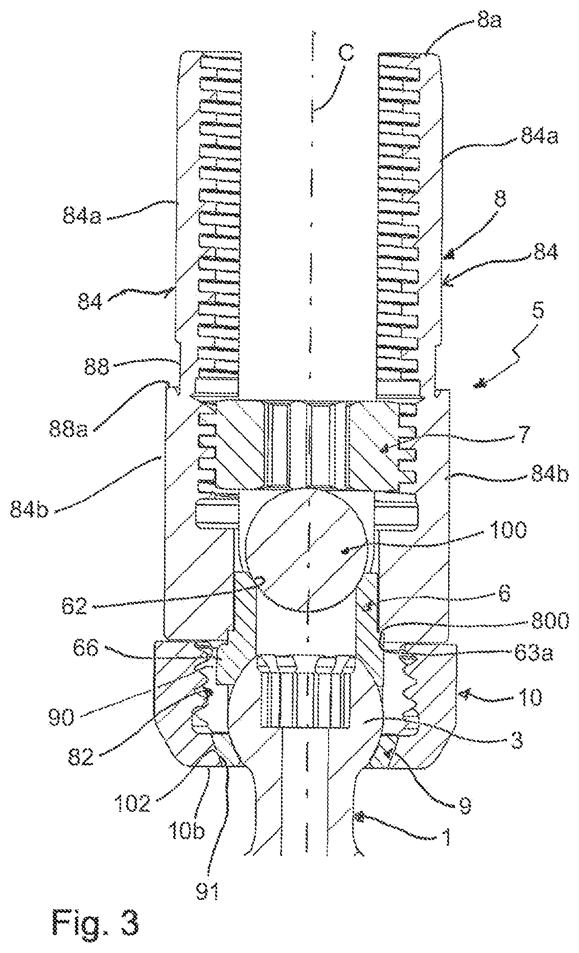 Polyaxial bone anchoring device and system including an instrument and a polyaxial bone anchoring device