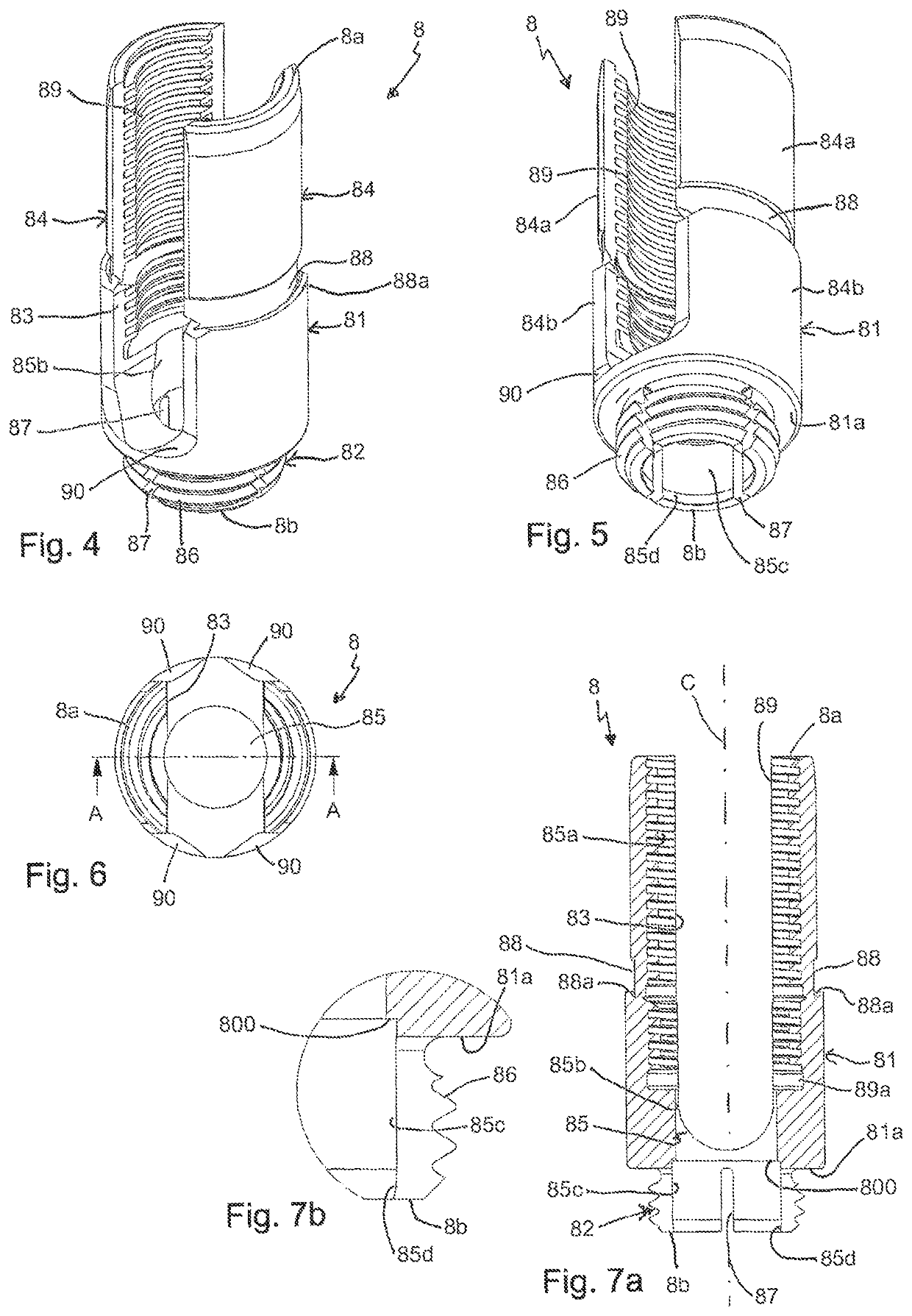 Polyaxial bone anchoring device and system including an instrument and a polyaxial bone anchoring device