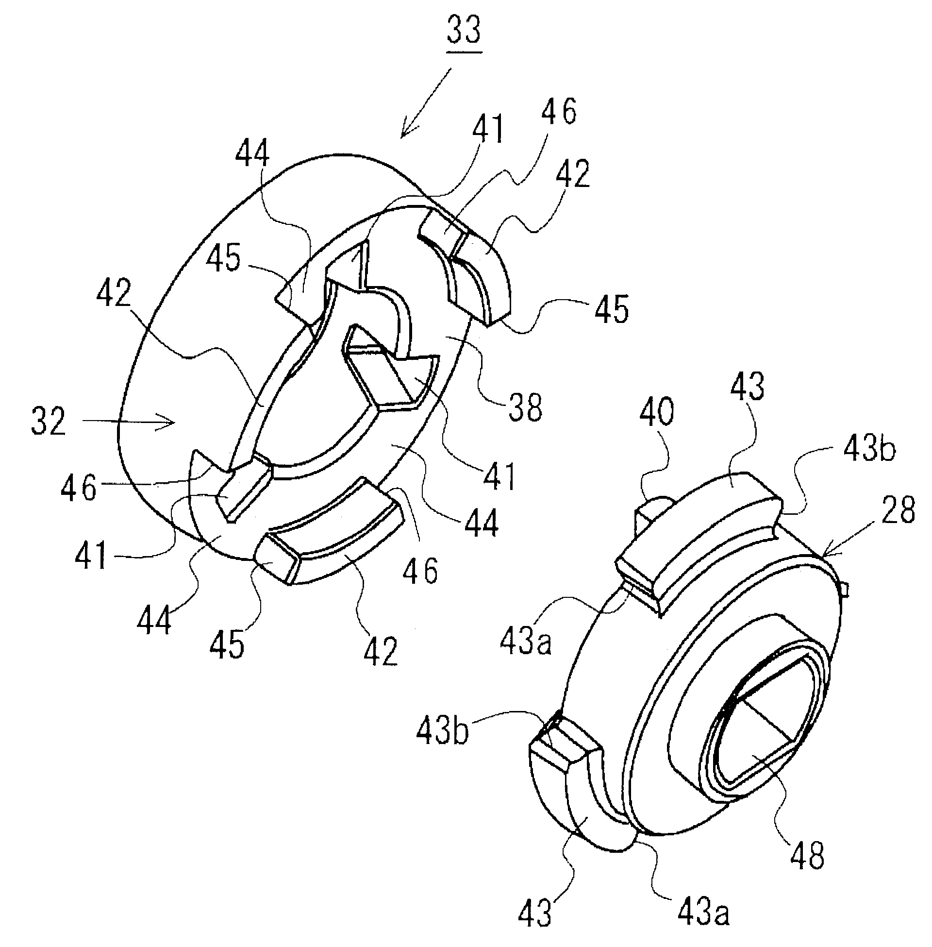 Shaft coupling, and function unit drive device for an image forming device comprising the same