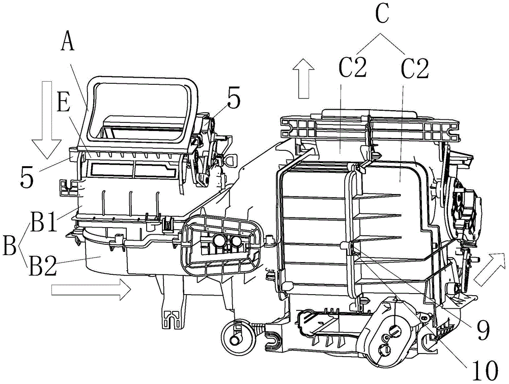Front steam assembly of automobile air conditioner system