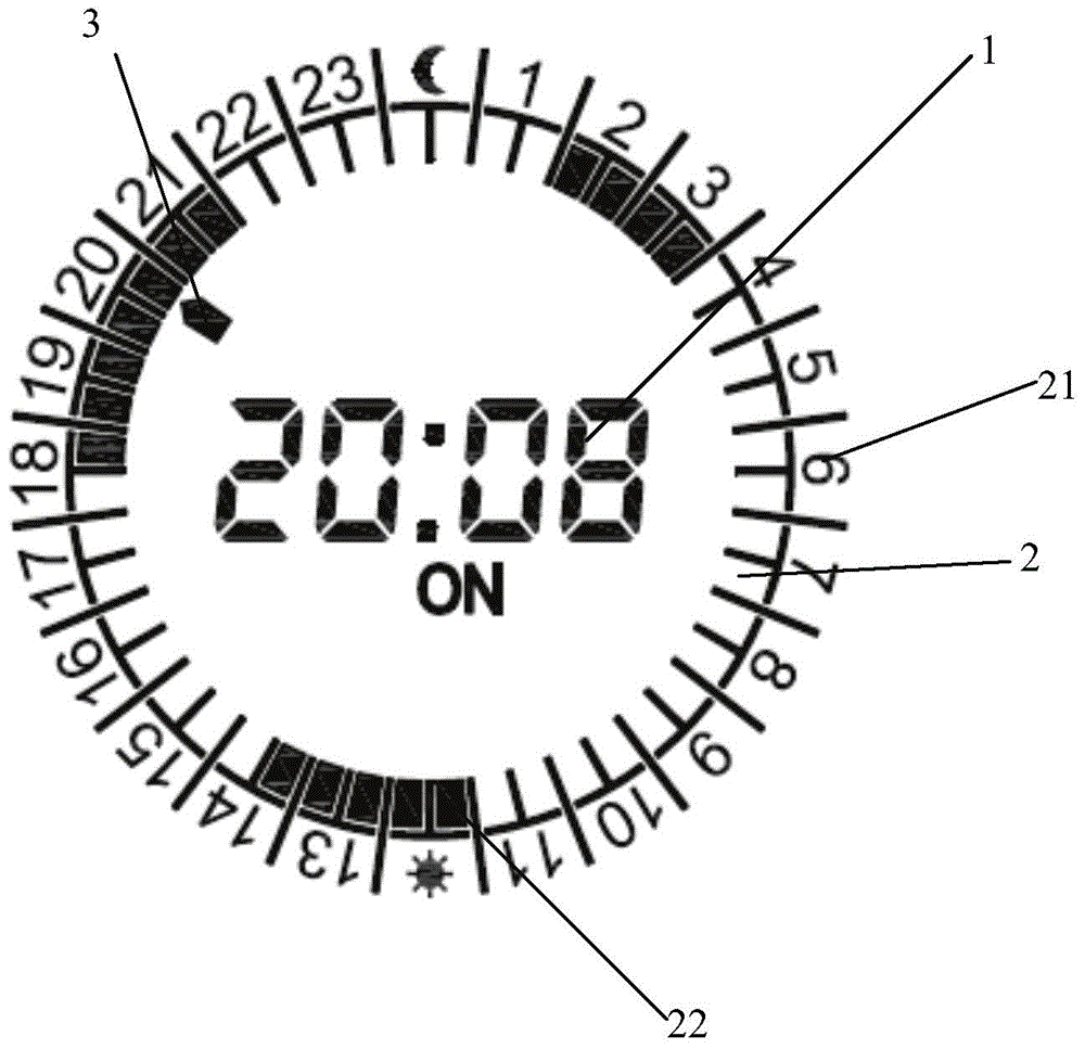 Electronic timing information display screen and timing information displaying method