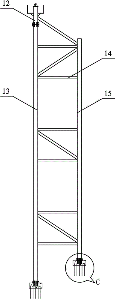 Double suspension arm construction method of ultra-asymmetry combined beam