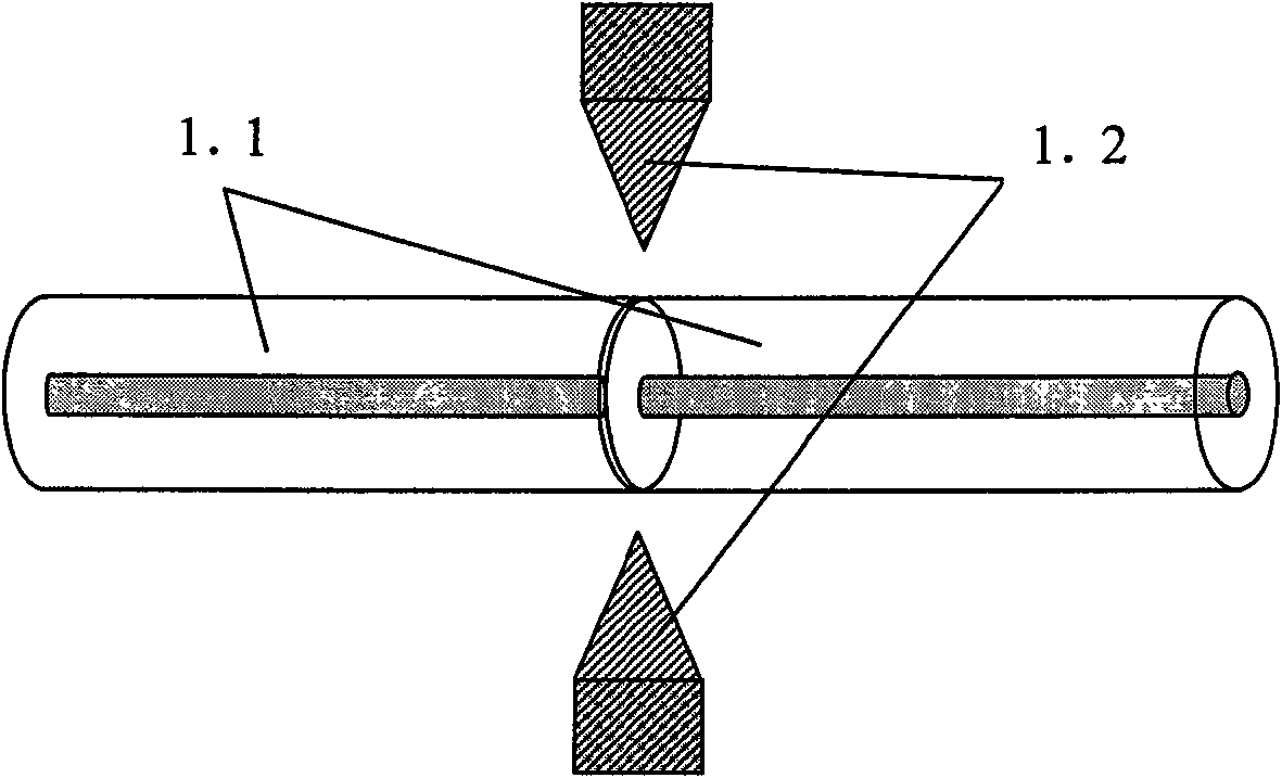 Capillary pipe optical fibre and standard optical fibre connecting method