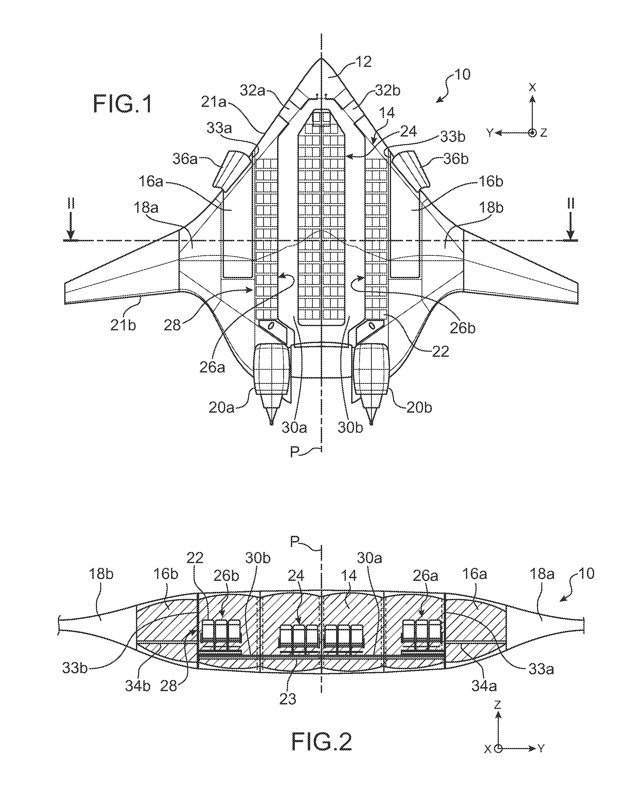 Flying wing with side cargo compartment