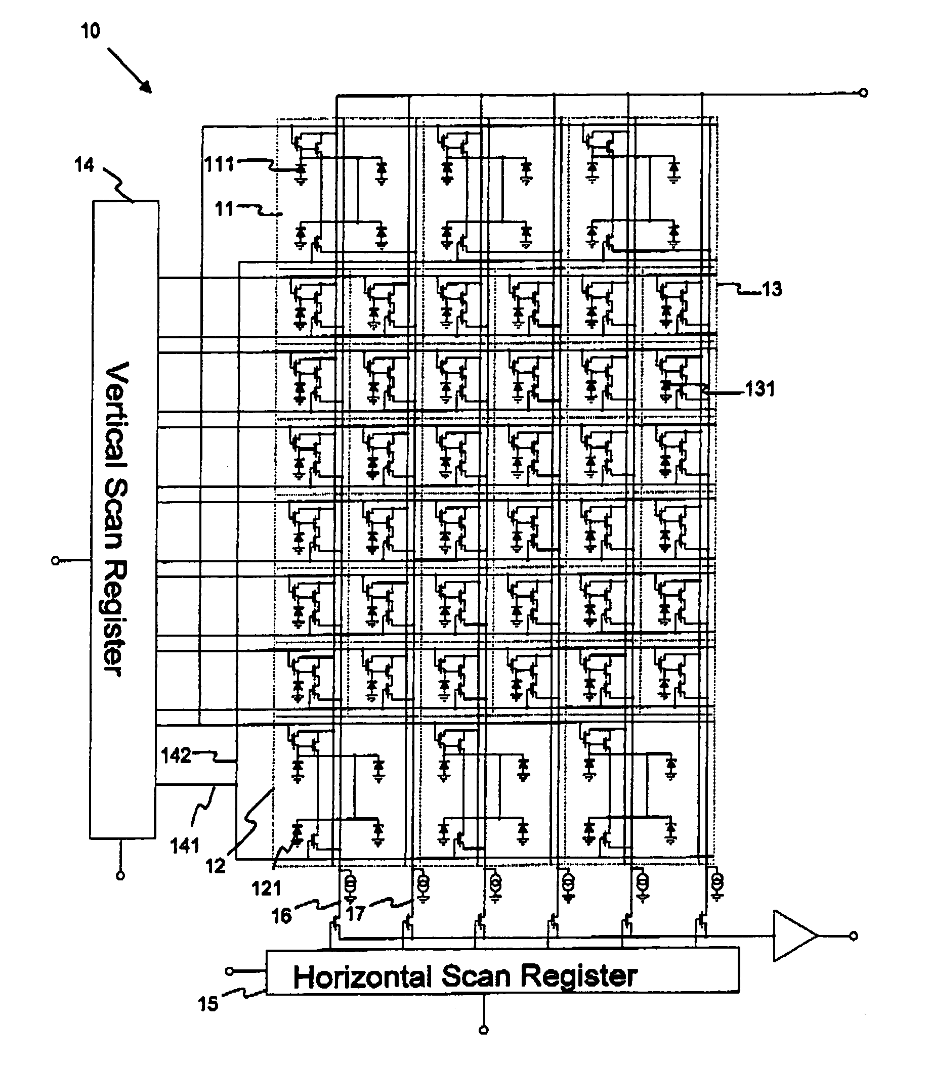 Sensor with trigger pixels for imaging of pulsed radiation