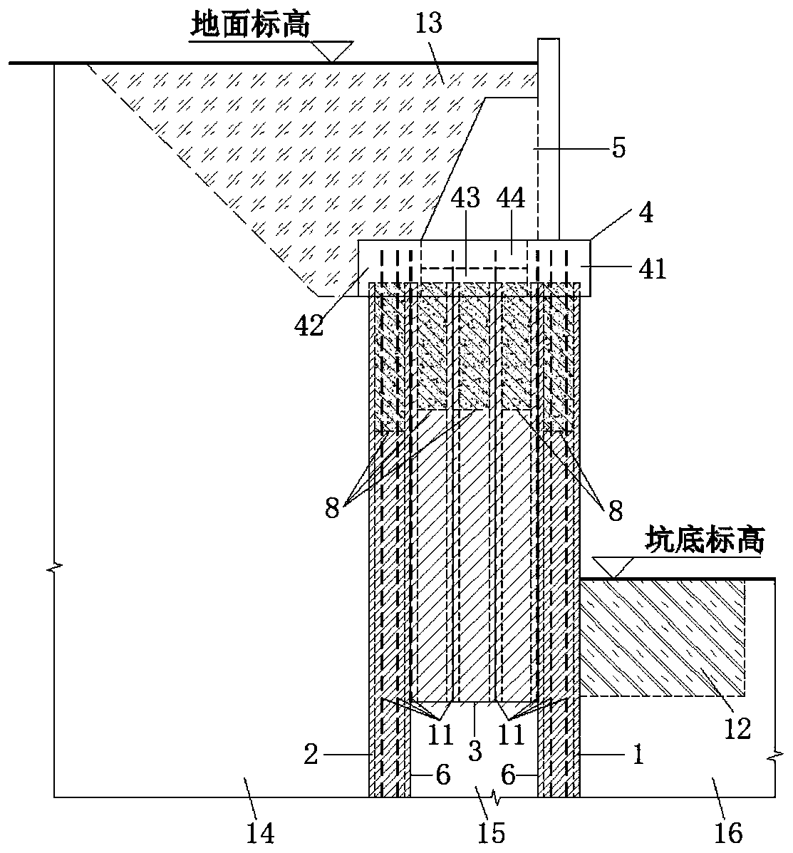 Combined type lattice form prefabricated pile wall support protecting structure and construction method thereof