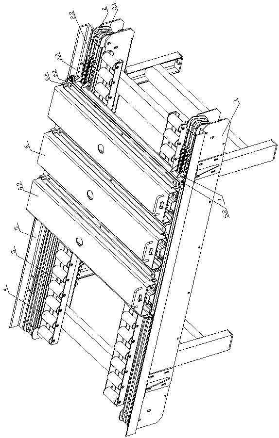 Linear warehouse suitable for automatic stacking of transformer cores