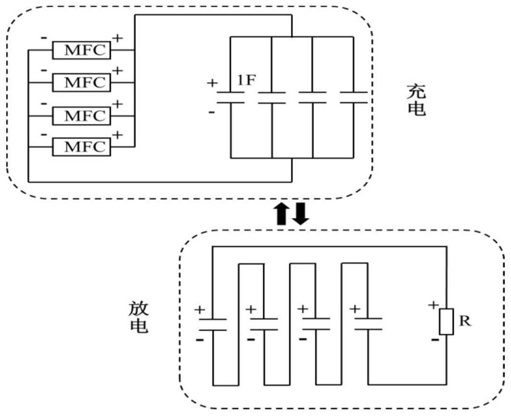 Microbial fuel cell output energy management system taking urine as fuel