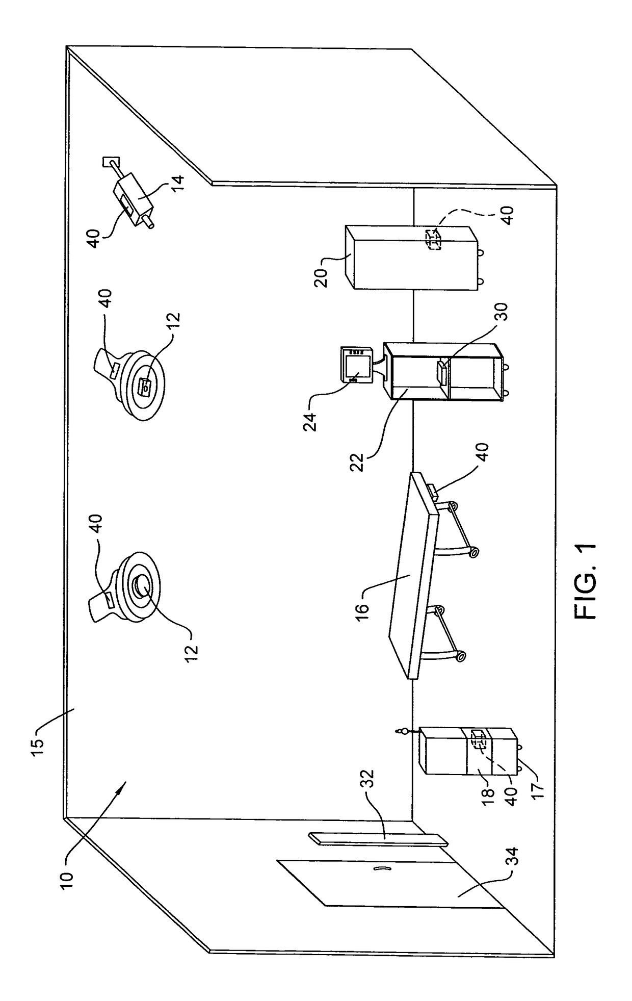 Wireless medical room control arrangement for control of a plurality of medical devices