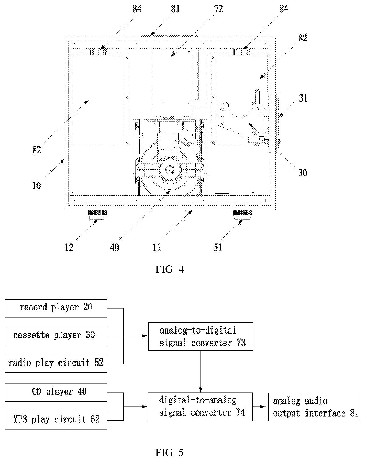 Combination of analog and digital audio players on a single cabinet