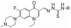 Pefloxacin aldehyde aminothiourea derivative as well as preparation method and application thereof