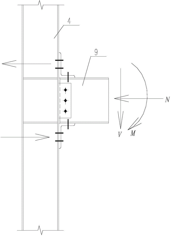 Connection device and connection method for preventing steel structure column foot from being tensioned