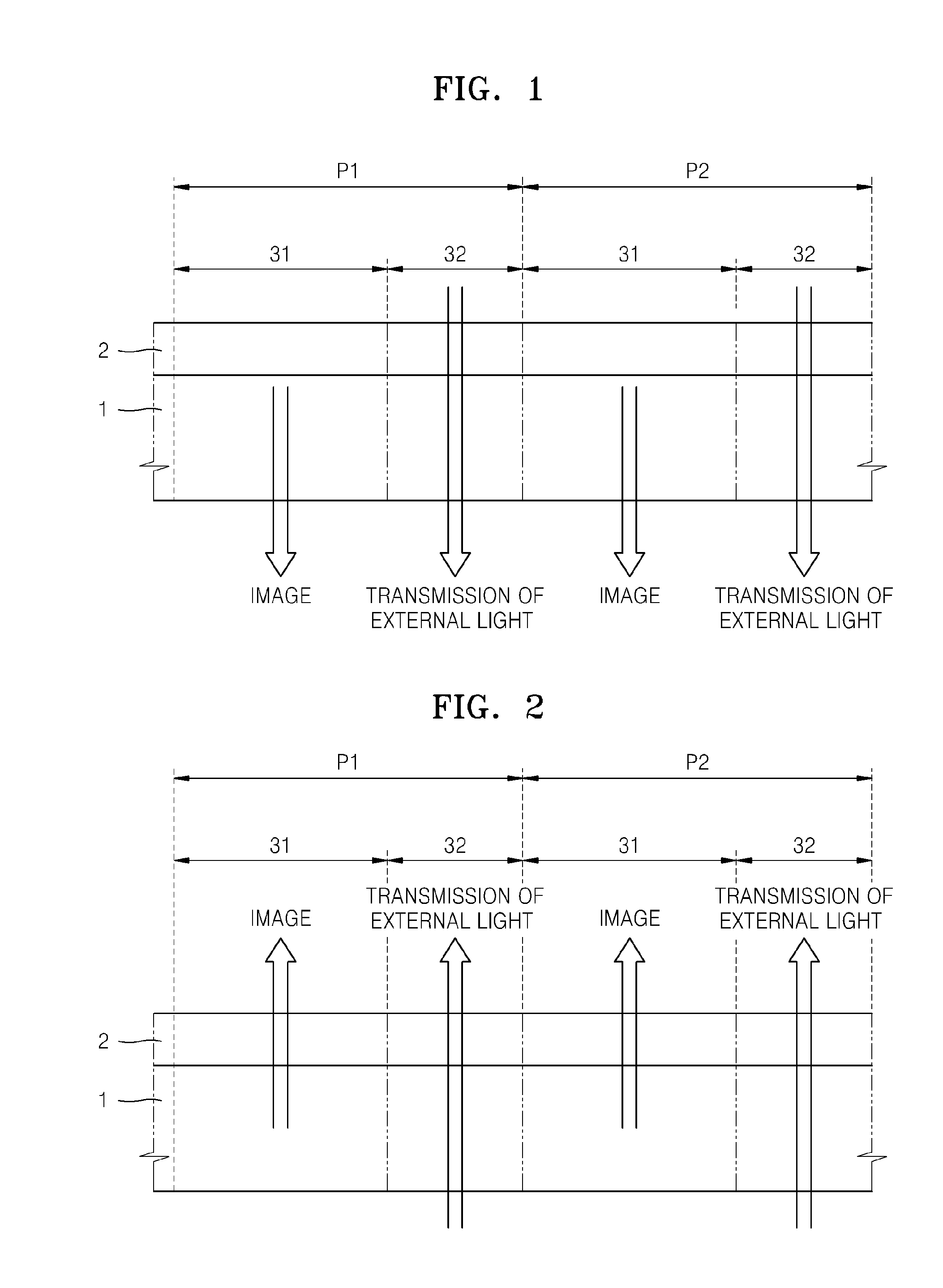 Organic light emitting display device having external light transmission area